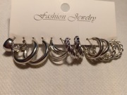 Kolczyki damskie 6 par kolor srebrny 