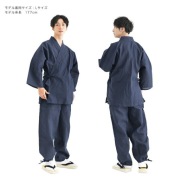 Męski letni strój japoński Samue, bawełniany, granatowy, rozmiar M, kimono