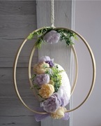 Stroik wielkanocny boho jajo na drewnianych obręczach oplecione sznurkiem 