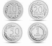 Polska 10, 20, 50 gr groszy, 1 zł złoty 2019 r. Magnetyczne. Mennicze (ZM1)