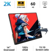 Monitor przenośny 14" ZSUS PM14A-2K 2160x1440 60Hz USB-C Głośniki