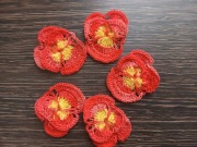 Bratki pomarańczowe na szydełku kordonek zestaw 