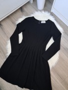 Czarna sukienka Ganni wiskoza 36 S plisowana długi rękaw 