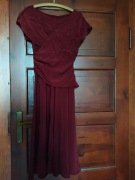 Sukienka wieczorowa z perełkami, długa, bordowa, rozmiar S