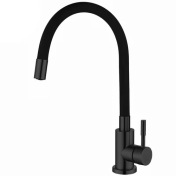 bateria kuchenna do zlewu giętka wylewka kran czarna stal i silikon 