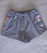 Bawełniane spodenki/szorty dziewczęce, brokatowy nadruk, Miss Girl,146/152