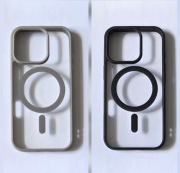 Etui/case przezroczyste szare i czarne z MagSafe na iPhone'a 16 pro