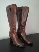 Kozaki damskie skórzane niemieckiej marki CAPRICE r.40.5 (długść wkł 26 cm)