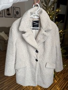 Kremowy płaszcz pluszowy miś baranek teddy futerko Pull&Bear Premium S M