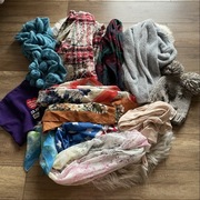 Duzy zestaw szalikow chust czapka komin zima jesien 12 sztuk