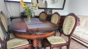 Stół owalny stylowy z drewna dębowego + 8 krzeseł z zestawu