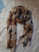 (UNIKAT)Chusta lekki brąz C&A-100%jedwab.Klasyka.Dama.Kobieta.Paryż.Moda 55