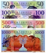 Banknoty fantazyjne Eklisivia repliki.