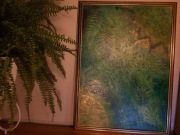 Obraz strukturalny,zielony,liście 50x70 cm