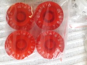 Gałki pokrętła potencjometry do gitary czerwone, białe cyfry, 4 szt.- 1 kpl