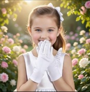 Białe satynowe rękawiczki komunijne – esencja dziecięcej elegancji 