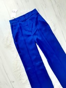 ZARA piękne satynowe chabrowe niebieskie spodnie na kant XS