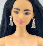 Kolczyki biżuteria dla lalki Barbie , figurki akcji 1:6 srebrne chwosty
