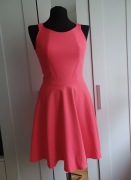 Sukienka rozkloszowana neonowy pomarańcz r 36