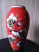 Wazon czerwony porcelana Chodzież PRL 
