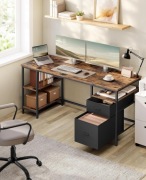 Duże biurko komputerowe 160 cm loft – 2 szuflady i 3 półki