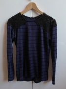 Zara granatowa bluzka w czarne paski M