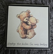 Kartka walentynkowa ręcznie robiona  miś walentynki