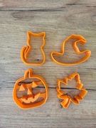 Halloween foremki, wykrawacze do ciastek 4 szt - kot, kapelusz, dynia, liść