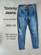 Jeansowe damskie spodnie z małymi zdobieniami marki Tommy Jeans