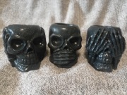 Zestaw osłonek/świeczników - czaszki (antracyt z efektem holo)