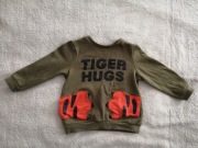 Zielona khaki bawełniana bluza 3d z kieszeniami tygrys 92 jak nowa