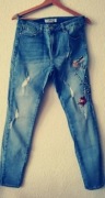 FENOMENALNE jeansy! Rurki, spodnie z haftem, S/M, Hit 2026!