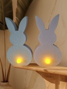 Dekoracja podświetlana zając królik brokatowy różowy szary lampka led Nowy