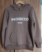 Bluza ocieplana z napisem Prosecc o Moo d kaptur fango 