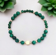 Bransoletka kamienie naturalne malachit jadeit hematyt zielono złota 
