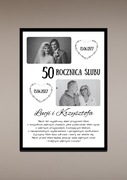 Personalizowany prezent złote gody 50 rocznica ślubu ramka a4 imiona foto