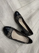 Czółenka półbuty na obcasie lakierowane czarne brązowe wężowe 38