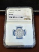 August III Sas - trojak 1758 Gdańsk - NGC MS62