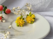 Kolczyki handmade "Żółte chryzantemy"