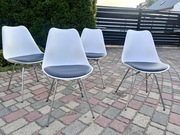 Krzesła skandynawskie białe z poduszka- komplet 4 sztuki 