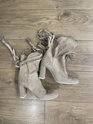 Ochnik zamszowe beżowe botki kowbojki boho 38