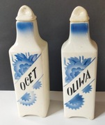 Para pojemników karafki na oliwę i ocet Chodzież l.30-te Art Deco porcelit
