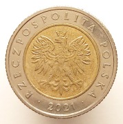 5 ZŁOTYCH 2021 [nr kat. 103] MONETA > DESTRUKT > SŁABO WYBITY ORZEŁ