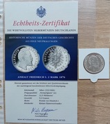 Anhalt Friedrich I 2 Marki 1876 - REPLIKA   Ag 333/1000