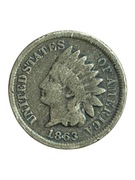 USA 1 cent Indian Head 1863 rok 