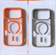 Etui/case przezroczyste pomarańczowe i szare z MagSafe na iPhone'a 17 pro 