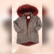 Next Parka kurtka khaki na bordowym misiu 128 bdb