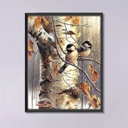 5D DIY Haft diamentowy Sikorki na brzozie