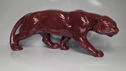 Pantera, rzeźba ceramiczna, manufaktura Saint-Clément, Francja, Art Deco