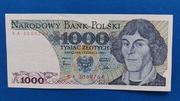 Banknot 1000 zł z 1982r. Seria KA.